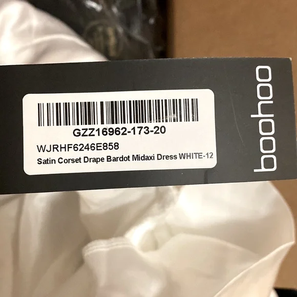 NWT! Boohoo Satin Corset Drape Bardot Midaxi Dress - Picture 3 of 7